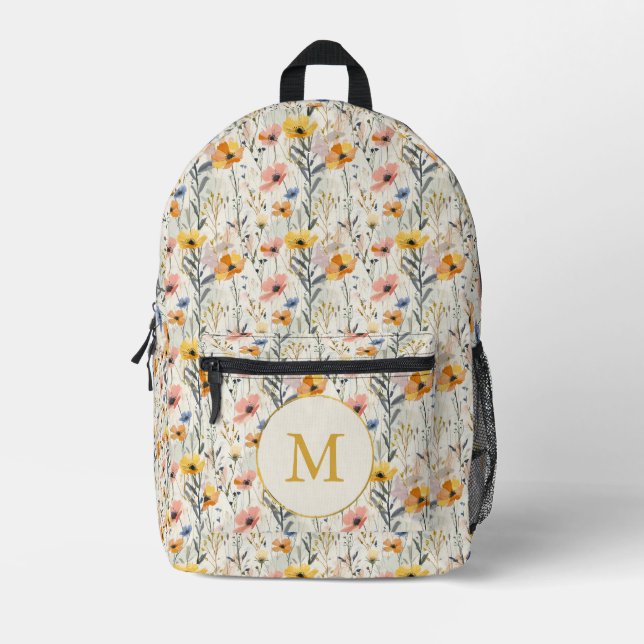 Mochila Impresa Patrón personalizado de flores de la pradera de Go (Anverso)