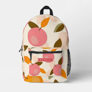 Mochila Impresa Patrón Personalizado de Melocotón Lindo Retro Vera