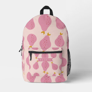 Mochila Impresa Patrón Personalizado de Pera Rosa Fruta Monada Fem