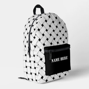 Mochila Impresa Patrón personalizado de tejido de cestería, blanco