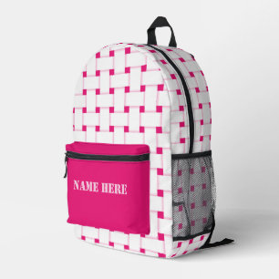 Mochila Impresa Patrón personalizado de tejido de cestería en Rosa