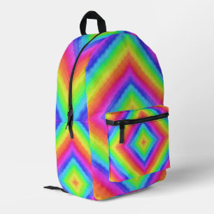 Mochila Impresa Patrón psicodélico cuadrado colorido ondulado