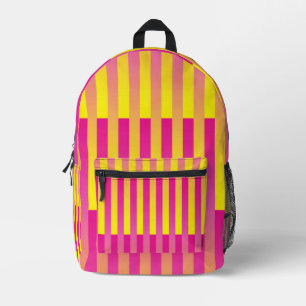 Mochila Impresa Patrón rayado de Naranja amarillo rosado