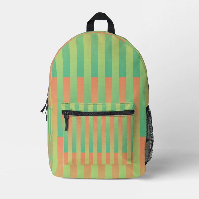 Mochila Impresa Patrón rayado de Naranja verde (Anverso)