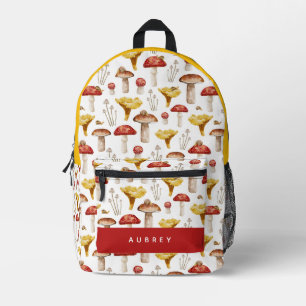 Mochila Impresa Patrón realista de hongos y caracoles