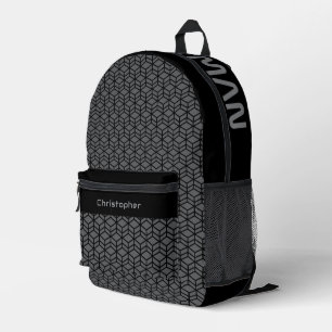 Mochila Impresa Patrón repetido moderno gris negro