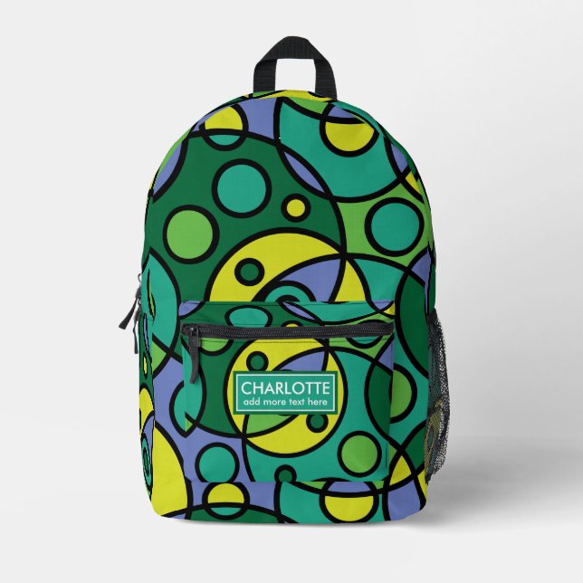 Mochila Impresa Patrón retro de círculo geométrico brillante abstr (Anverso)
