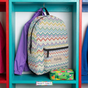 Mochila Impresa Patrón Retro de Escuela Lindo
