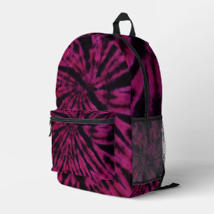 Mochila Impresa Patrón Retro Hippie Morado Rosa Negro Tie-Dye
