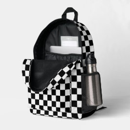 Mochila Impresa Patrón retro negro y blanco clásico de verificació