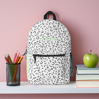 Mochila Impresa Patrón retro y verde personalizado