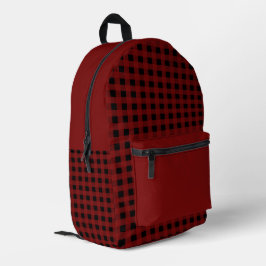 Mochila Impresa Patrón rojo y negro mínimo
