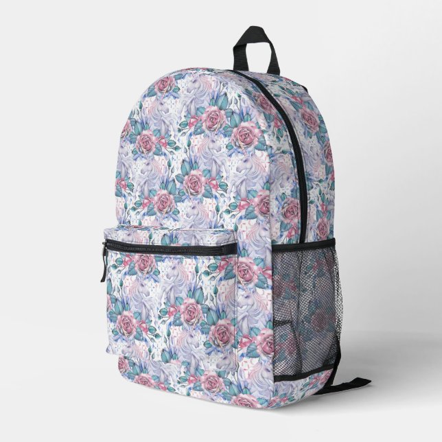 Mochila Impresa Patrón Rosa rosa y azul (Esquina derecha trasera )