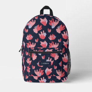Mochila Impresa Patrón rosa y azul abstracto