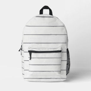 Mochila Impresa Patrón Rústico de Madera Blanca