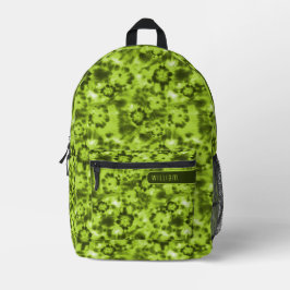 Mochila Impresa Patrón Shibori Verde Neon y Army Guay Adolescentes