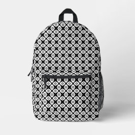 Mochila Impresa Patrón simétrico arabesco en blanco y negro intens