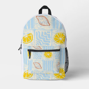 Mochila Impresa patrón sin costuras estilo Amalfi con limones