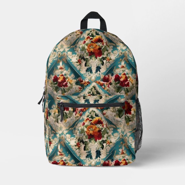 Mochila Impresa Patrón sinusal floral italiano (Anverso)