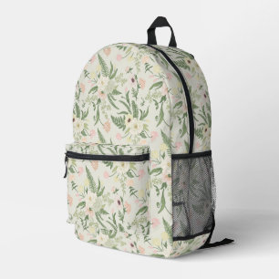 Mochila Impresa Patrón suave de flores de jardín verde