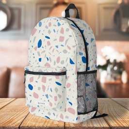 Mochila Impresa Patrón Terrazzo Neutral Natural Elegante