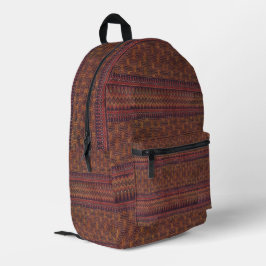 Mochila Impresa Patrón textil tejido terroso inspirado en Ikat tai