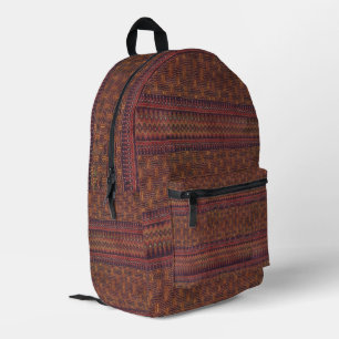 Mochila Impresa Patrón textil tejido terroso inspirado en Ikat tai