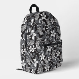 MOCHILA IMPRESA PATRÓN TIKI LUAU (CARBÓN)