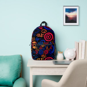 Mochila Impresa Patrón Tribal Afro Colorido Abstracto