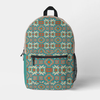 Mochila Impresa Patrón tribal del suroeste de color naranja turque