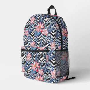 Mochila Impresa Patrón tropical de flor de Lotus