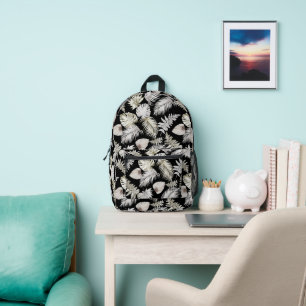 Mochila Impresa Patrón tropical plateado lujoso