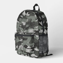 Mochila Impresa Patrón único de camo negro y gris con problemas