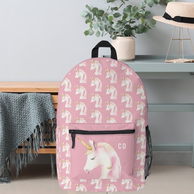 Mochila Impresa Patrón unicornio rojas lindas iniciales (Subido por el creador)
