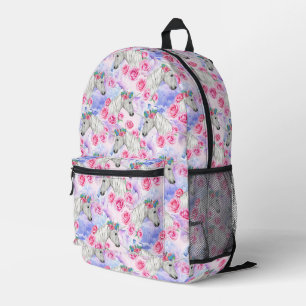 Mochila Impresa Patrón Unicornios y Rosas