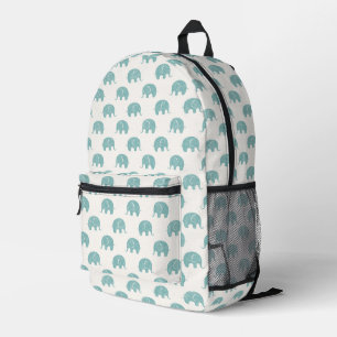 Mochila Impresa Patrón verde azulado de elefante cúbico