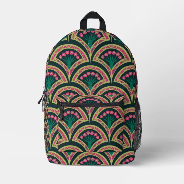 Mochila Impresa patrón verde en forma de concha (Anverso)