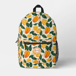 Mochila Impresa Patrón vibrante de cítricos con hojas verdes