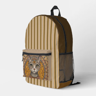 Mochila Impresa Patrón vintage y antiguo de gato y motivo