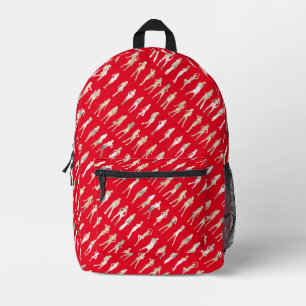 Mochila Impresa Patrones de chicas de moda de silueta roja