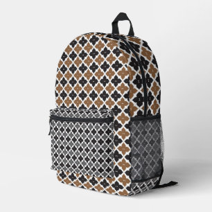 MOCHILA IMPRESA PATRONES FLORALES DE DIAMANTES BLANCOS Y NEGROS MA