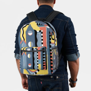 Mochila Impresa Patrones geométricos de Jazz Pochoir Art Deco anti