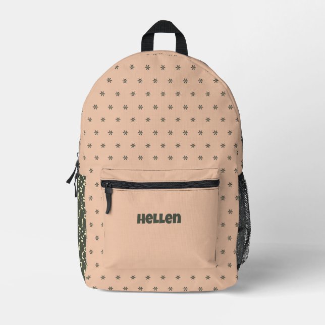 Mochila Impresa patrones geométricos de melocotón pastel (Anverso)
