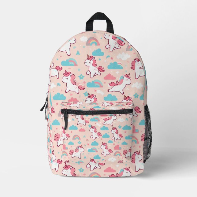 Mochila Impresa Patrones unicornios (Anverso)