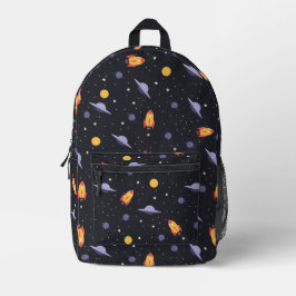 Mochila Impresa Pattern space lavender orange black