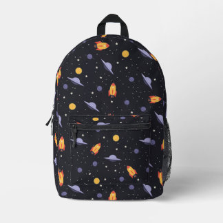 Mochila Impresa Pattern space lavender orange black
