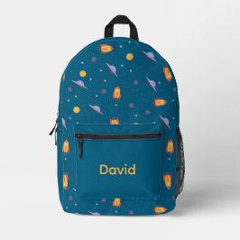 Mochila Impresa Pattern space lavender orange ocean blue name