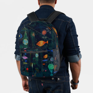Mochila Impresa Paul Klee Fish Magic Resumen Pintura de arte gráfi