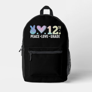 Mochila Impresa Paz Amor 12º Grado De Vuelta A La Escuela Graciosa