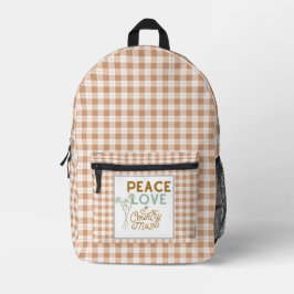 Mochila Impresa Peace Love and Country Music Gingham